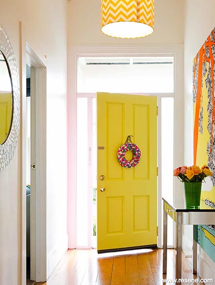A yellow front door