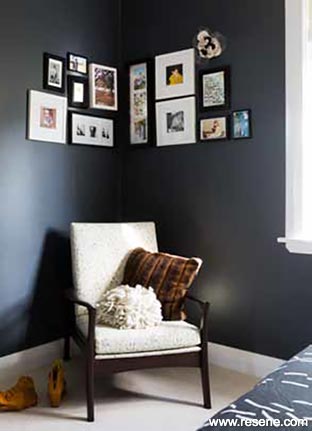 Dark walls with at a home art gallery