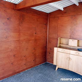 Stain a plywood interior wall