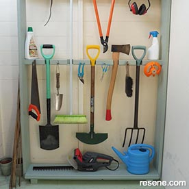 Build a tool rack for your garden equipment
