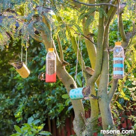 Upcycled bird feeders
