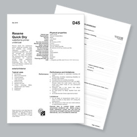 Product data sheets, safety data sheets, labels