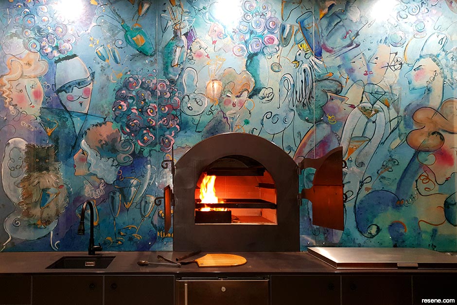 A Custom Real Art Kitchen Splashback in a variety of Resene colours