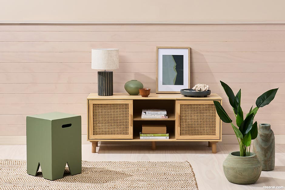 A home interior with a beachy vibe