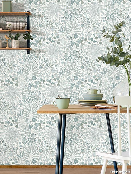 Soft green, blue and white wallpaper - ONB100596029
