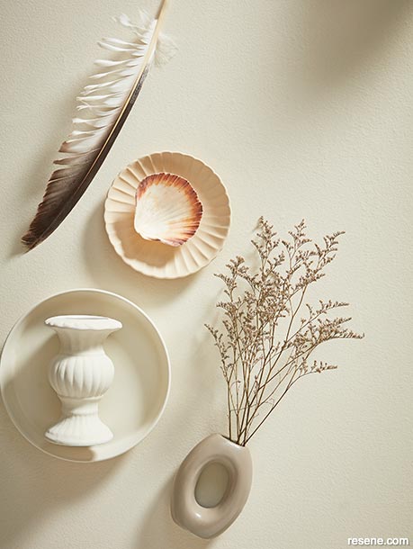 A moodboard featuring complex whites