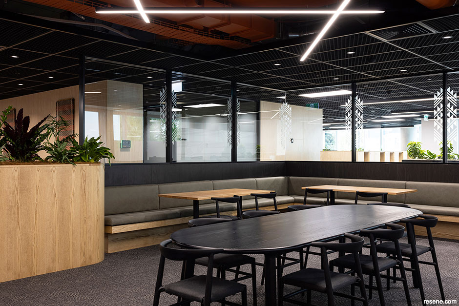 A modern office dining/seating area