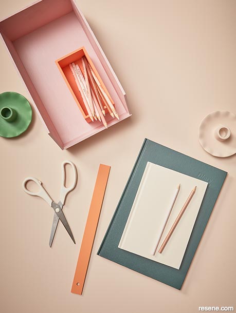 A moodboard with warm complex neutrals
