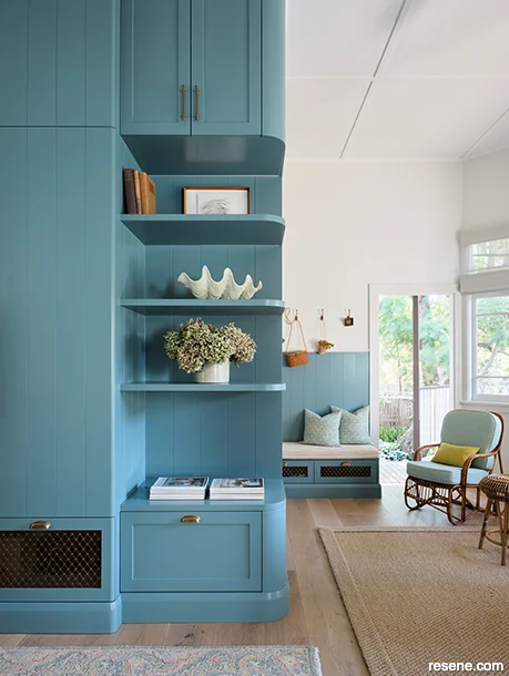 Using beautiful muted blue in a sunroom