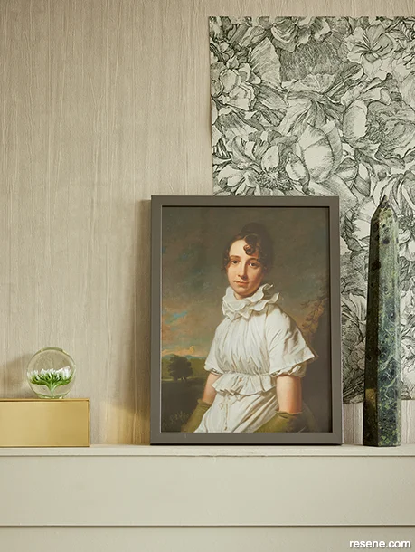 Textured wallpaper evokes calming energy
