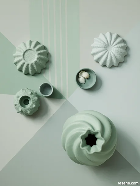 Moodboard featuring a range of Resene eggshell blues