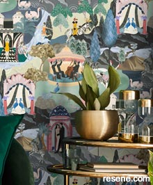 Resene Brand McKenzie Wallpaper Collection - Room using BMHD00210C