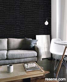 Resene The Icon Edit – Black & White Wallpaper Collection - Room using 64504 