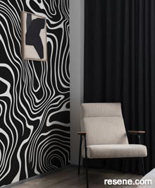 Resene The Icon Edit – Black & White Wallpaper Collection - Room using 64507 