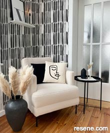 Resene The Icon Edit – Black & White Wallpaper Collection - Room using 64508 