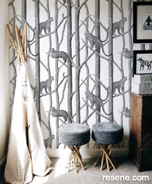 Resene The Icon Edit – Black & White Wallpaper Collection - Room using 64509 