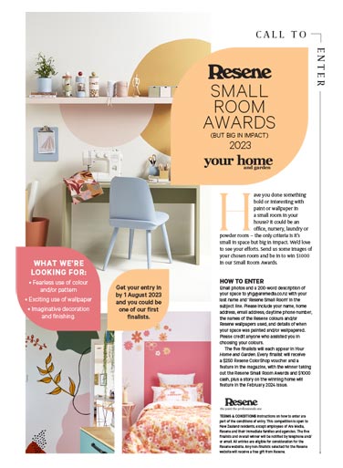 Thanks for entering our 2023 competition View the Resene Small Room Awards flyer for more information