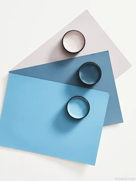 A blue and mauve mood board