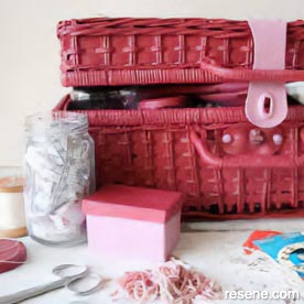 Makeover an old picnic basket