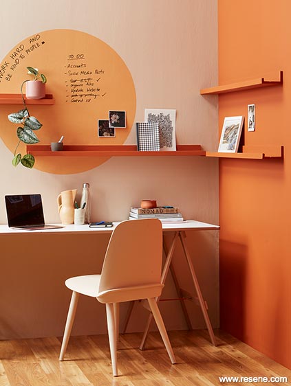 A feature wall in bitter orange