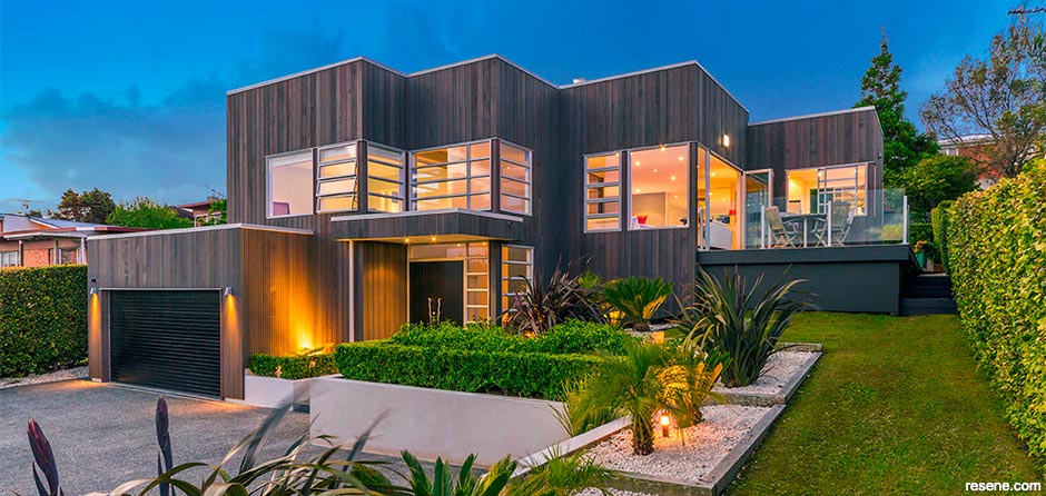 Resene Shadow Match Timber cladding stained in Resene Woodsman Wood Oil Stain
