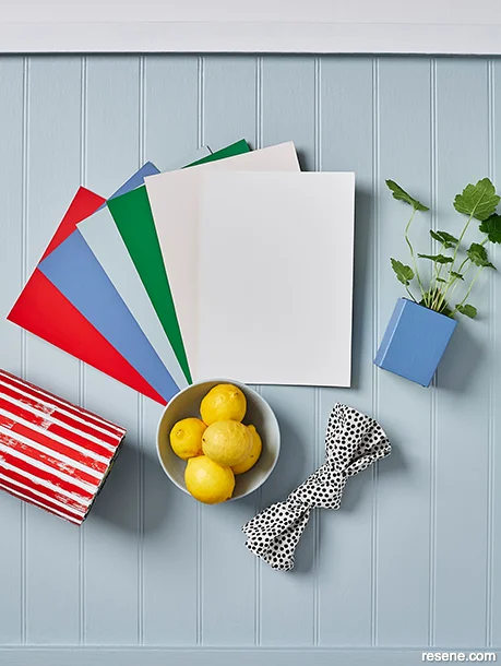 Scandi-chic moodboard - bold primary colours
