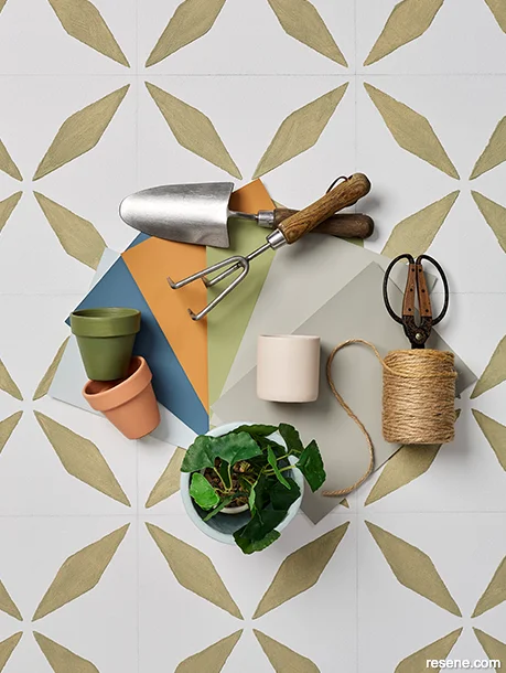 Cottagecore mood board featuring outdoor garden accessories