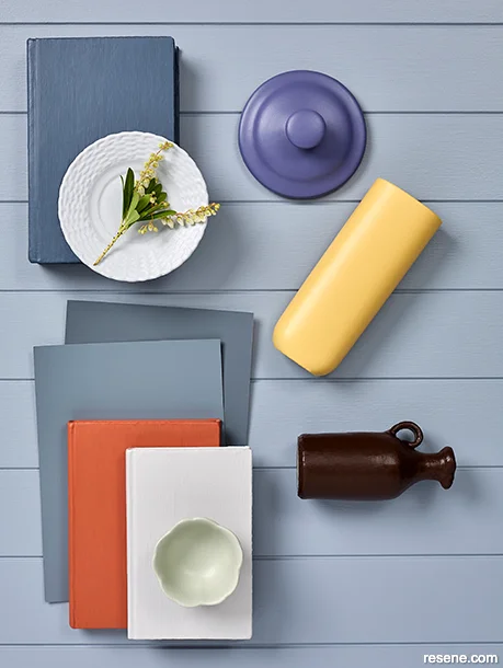 A Mood board with charming decadent blue hues