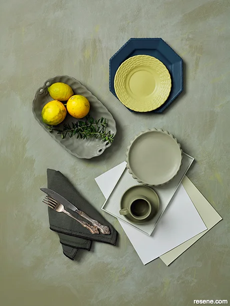 Moodboard featuring modern moody hues for outdoor living