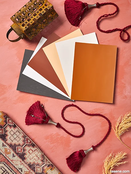 A moodboard showcasing Moroccan style accessories for an outdoor area