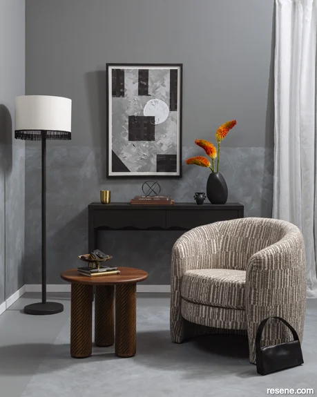 A restful and soothing gunsmoke grey lounge
