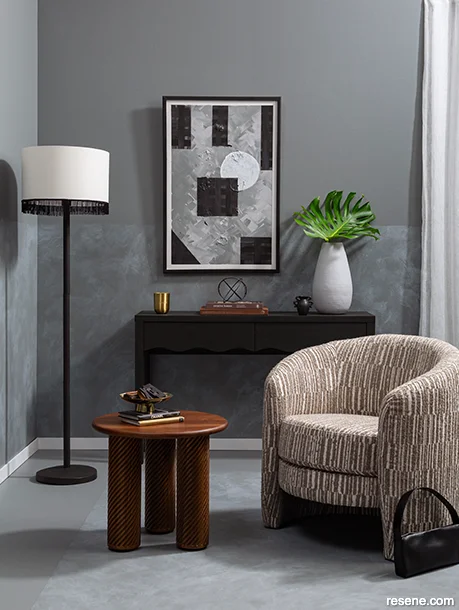 A soothing and sophisticated grey lounge
