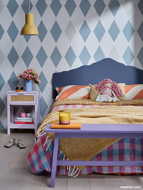 A teen bedroom with accessories painted with colourful Resene paints