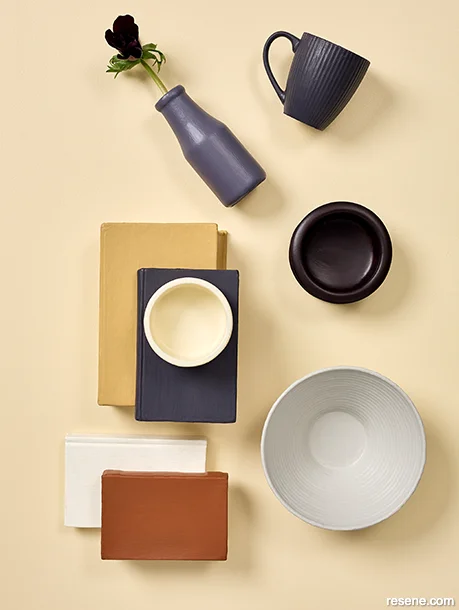 A vibrant moodboard showing light and dark shades