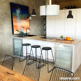 An industrial concrete kitchen