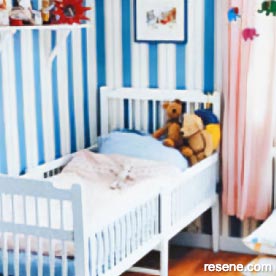 Blue and white striped nursery