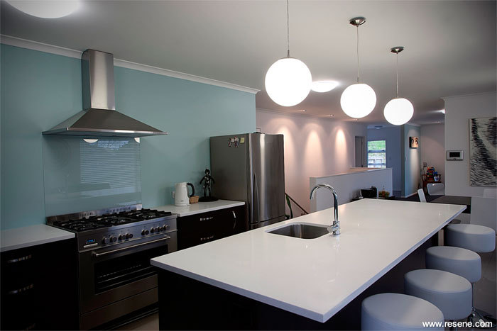 Resene Jet Stream in kitchen