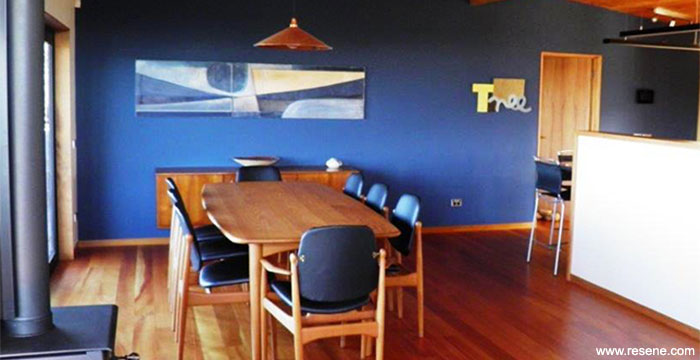 Resene Licorice on feature wall in dining room