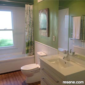Green and white bathroom