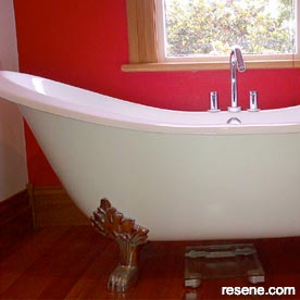 Bold red bathroom