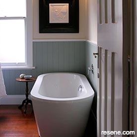 Green and white bathroom