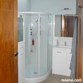 Light blue bathroom walls