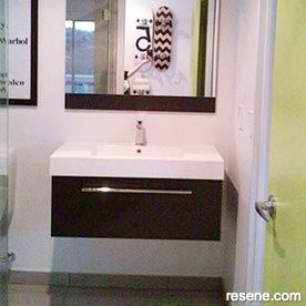 Green and white bathroom