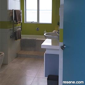 Green and blue bathroom