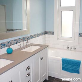 Blue and white children's bathroom