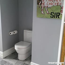 Grey and white bathroom