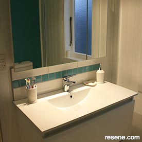 Green and white bathroom