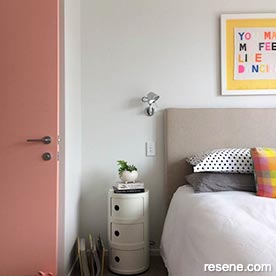 Pink and white bedroom