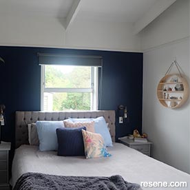 Blue and white master bedoom