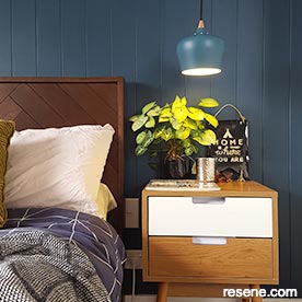 Dark blue master bedroom